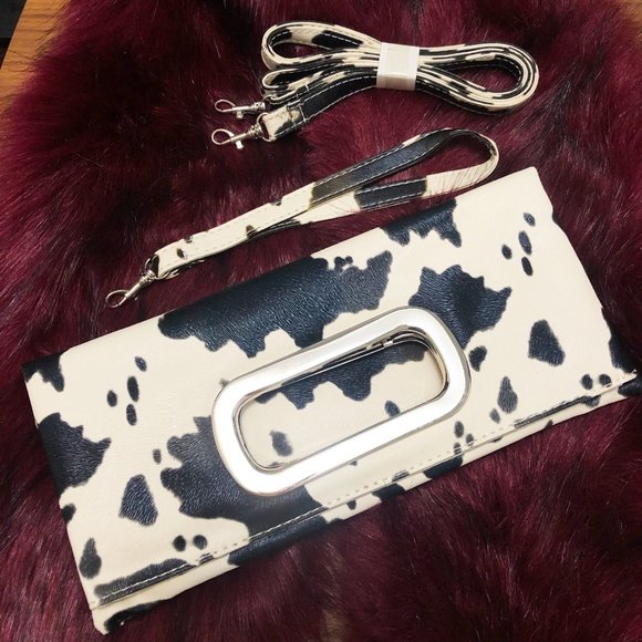 ⭐️HOST PICK⭐️  Cowhide Extendable Envelope Clutch Evening Handbag Purse - Picture 1 of 5